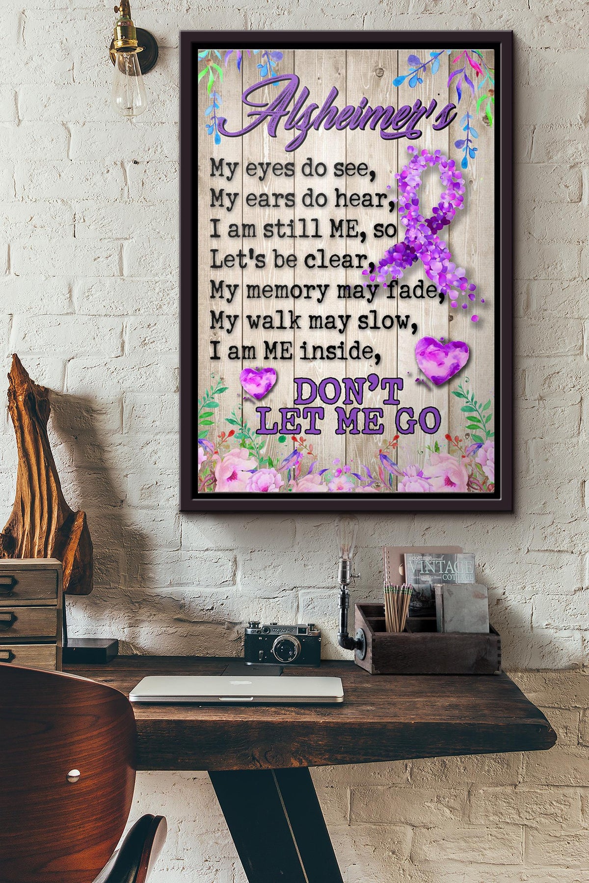 Alzheimers Awareness Dont Let Me Go Poster Framed Matte Canvas