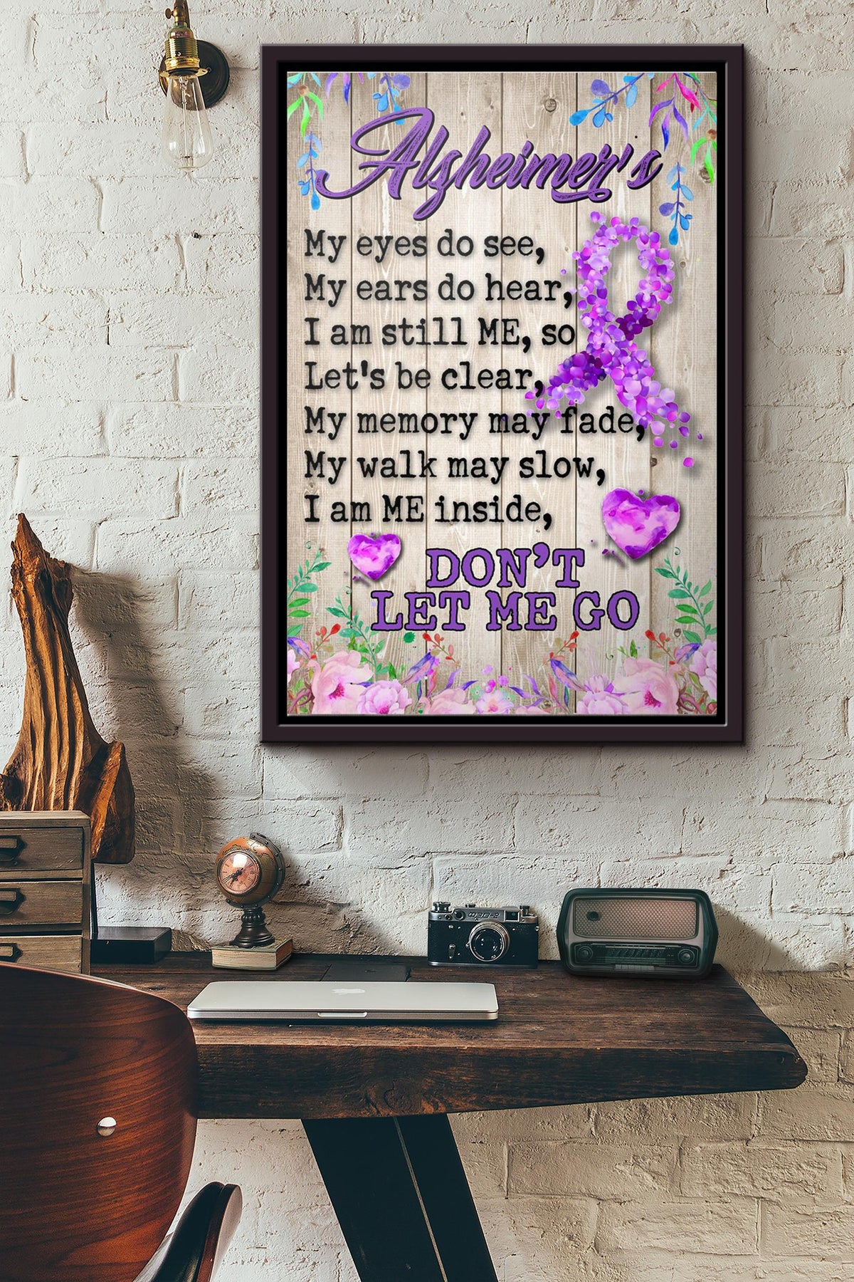Alzheimers Awareness Dont Let Me Go Poster Framed Matte Canvas
