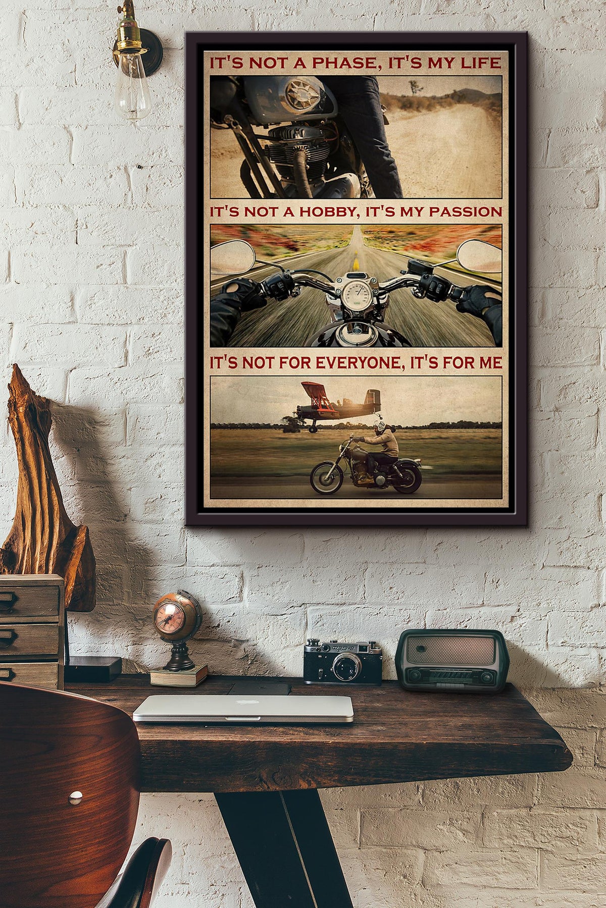 Biker Its Not A Phase Its Not For Everyone Its For Me Poster Framed Matte Canvas