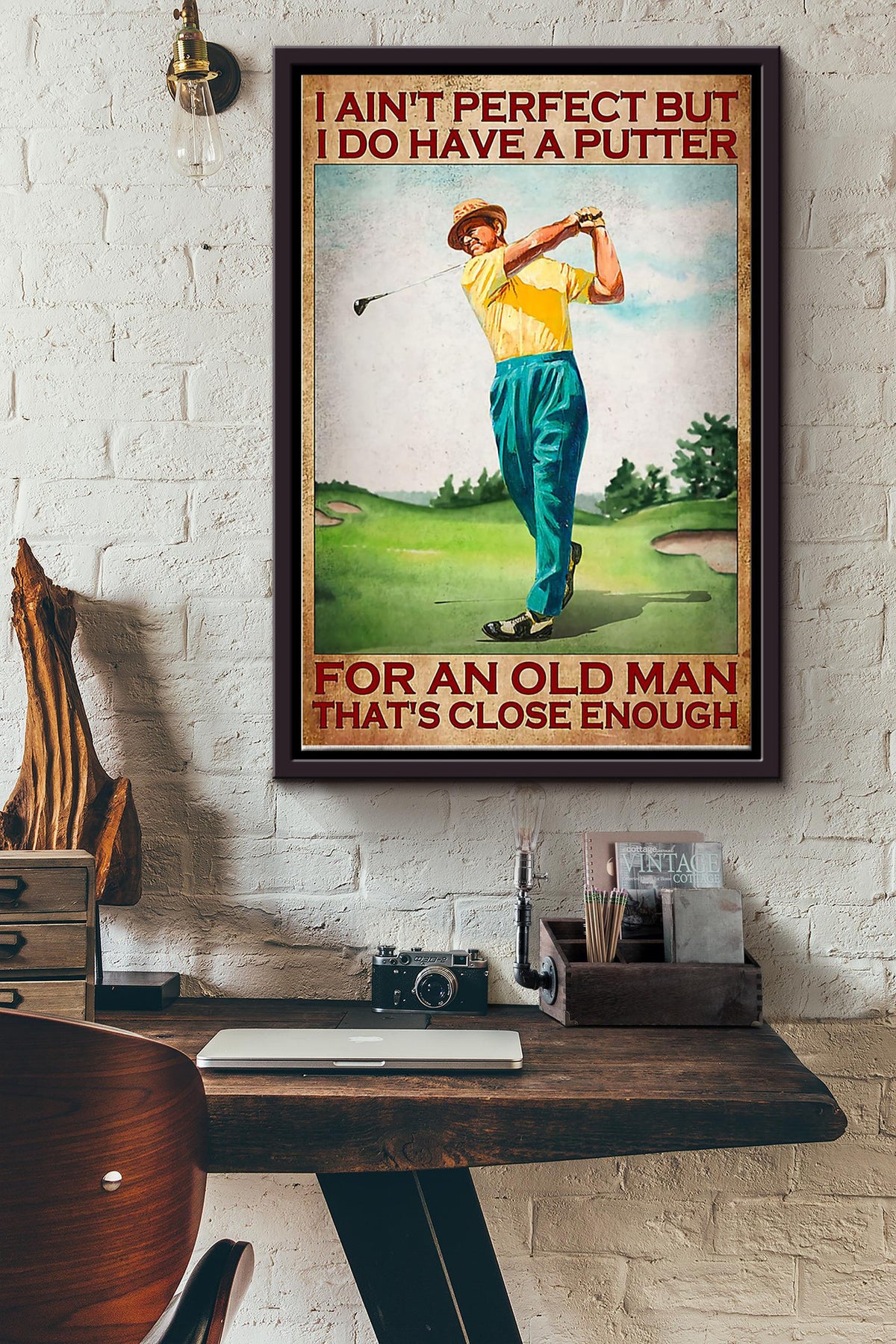 Golf Close Enough Framed Matte Canvas