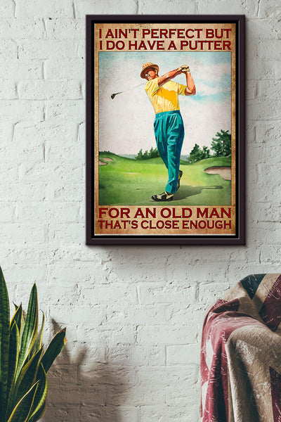 Golf Close Enough Framed Matte Canvas