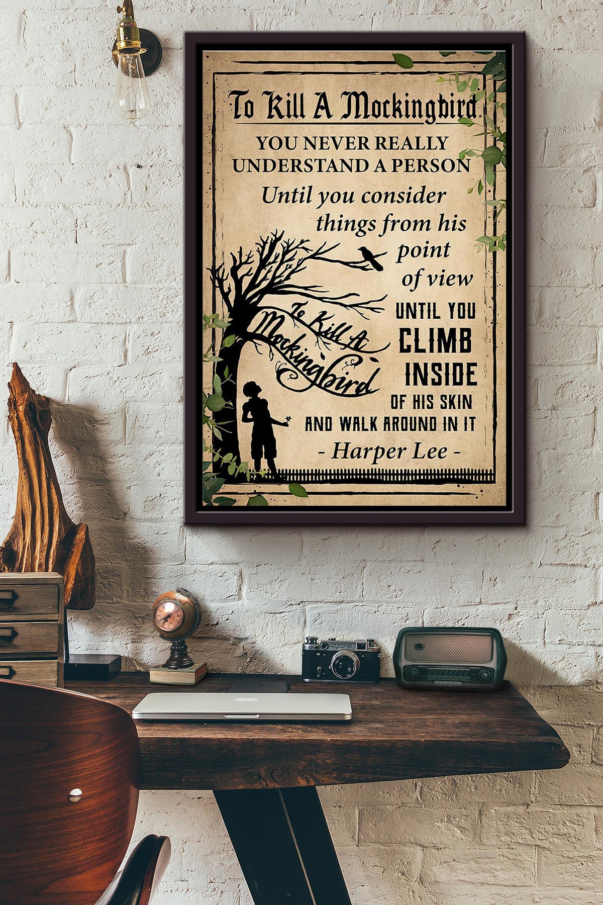 To Kill If Mockingbird Harper Lee Poster Framed Matte Canvas