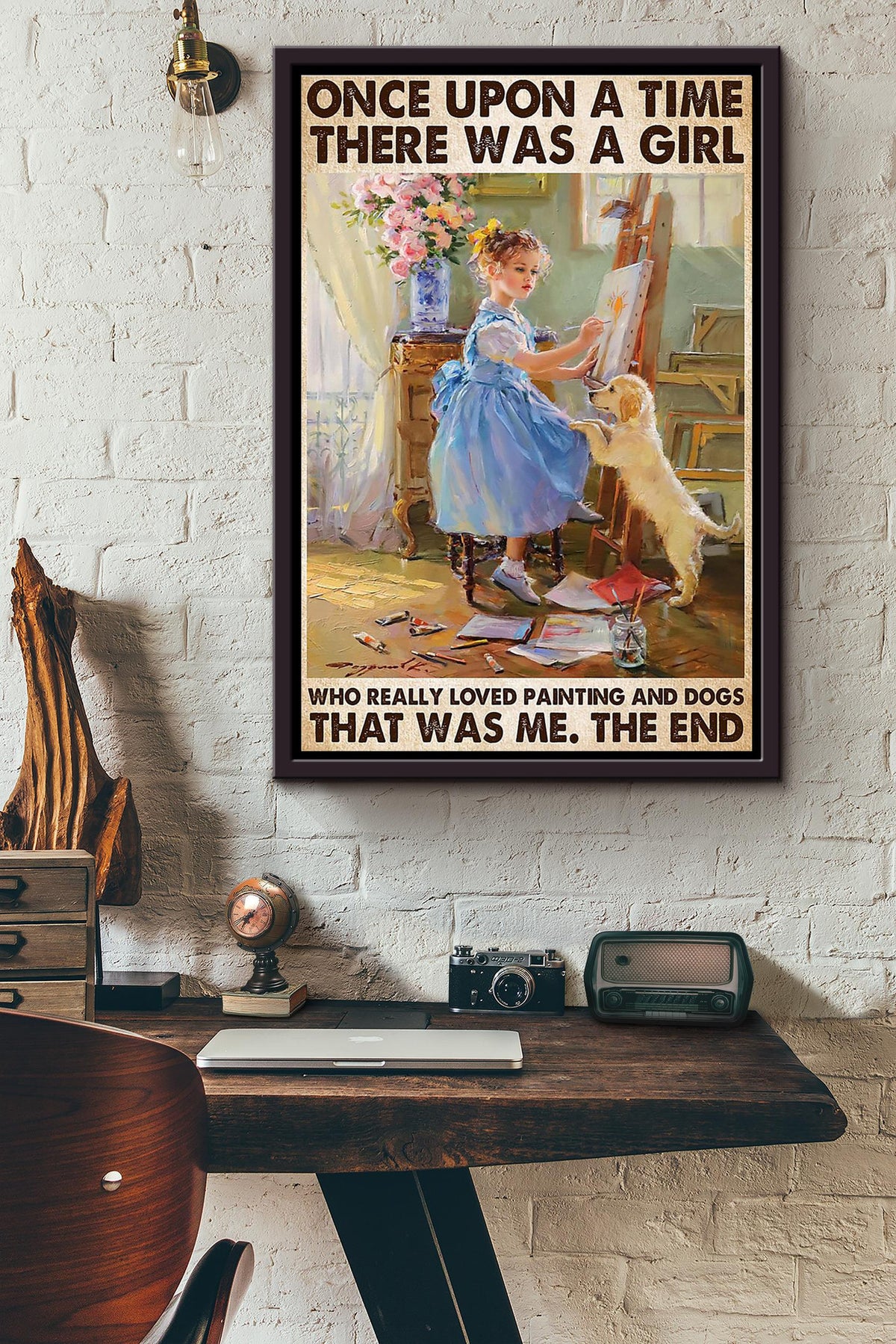There Was A Girl Who Really Loved Paiting And Dogs Framed Matte Canvas