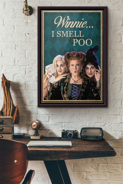 Hocus Pocus Winnie I Smell Poo Poster Framed Matte Canvas