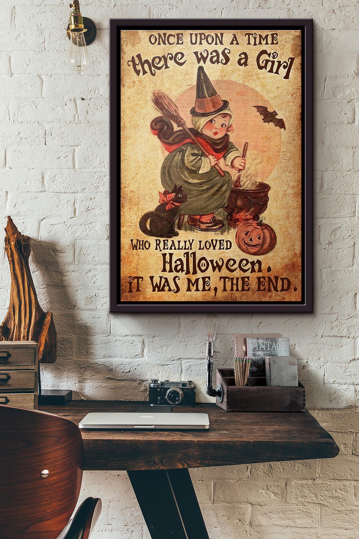 Once Upon A Time There Was A Girl Who Really Loved Halloween Poster Framed Matte Canvas