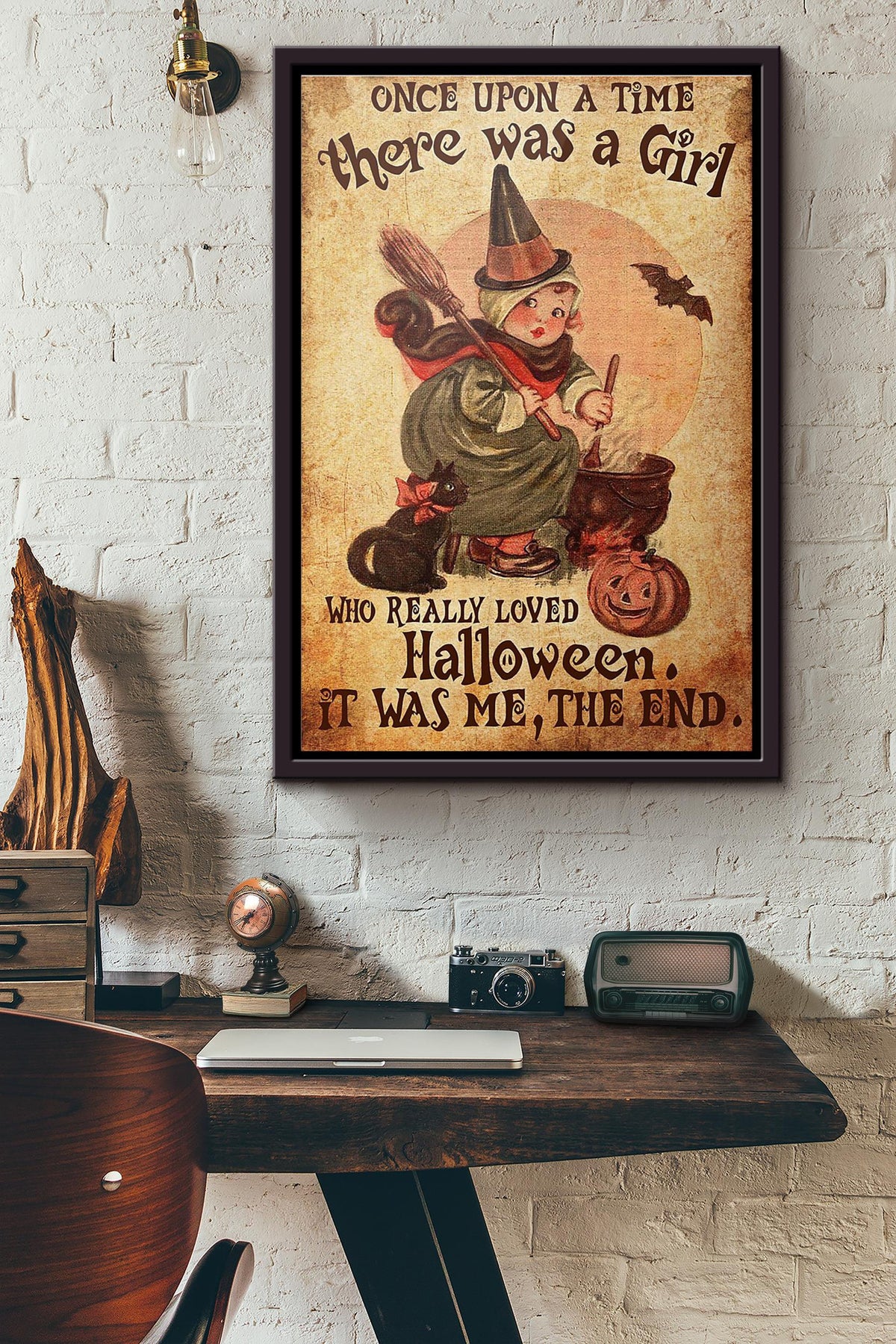 Once Upon A Time There Was A Girl Who Really Loved Halloween Poster Framed Matte Canvas