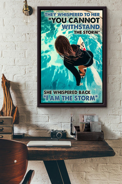 She Is The Storm Suffing Wave Female Player Poster Framed Matte Canvas