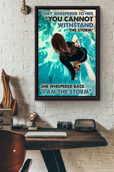 She Is The Storm Suffing Wave Female Player Poster Framed Matte Canvas