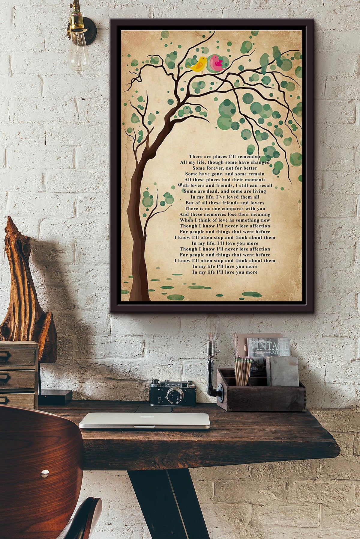 Birds Tree In My Life Ill Love You More Poster Framed Matte Canvas