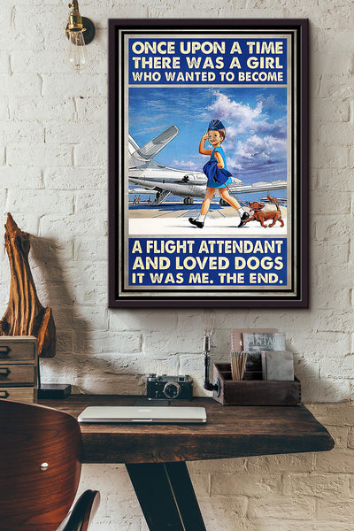 Girl Become Flight Attendant And Loved Dogs Framed Matte Canvas