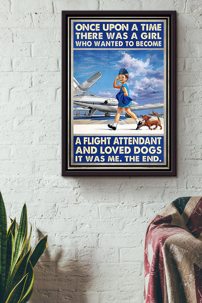 Girl Become Flight Attendant And Loved Dogs Framed Matte Canvas
