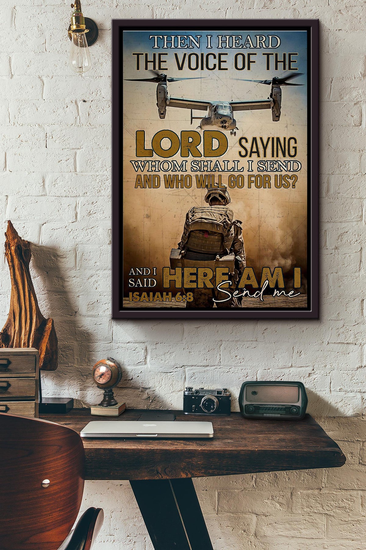 Then I Heard The Voice Of Lord Saying Veteran Poster Framed Matte Canvas