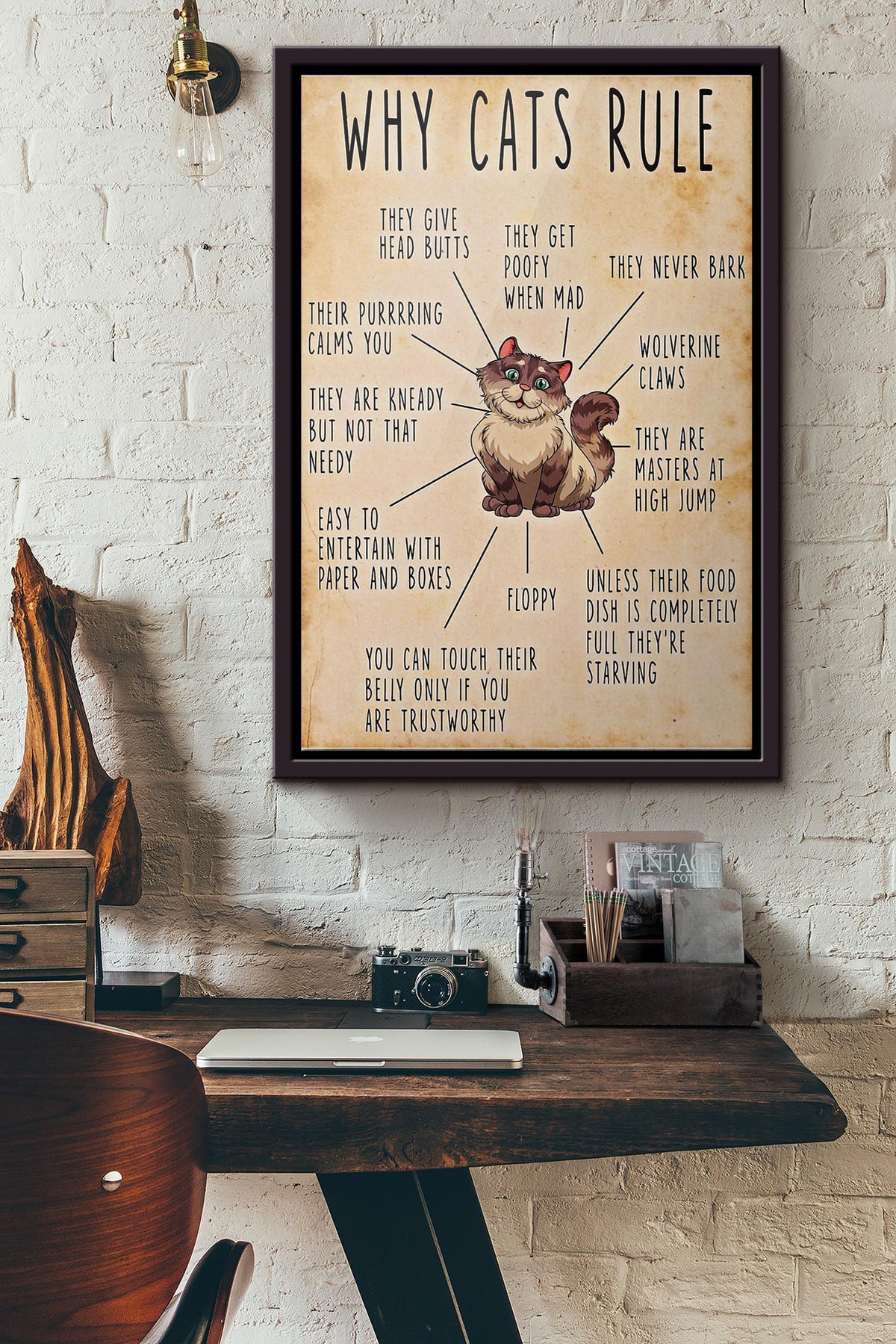 Why Cats Rule Poster Framed Matte Canvas