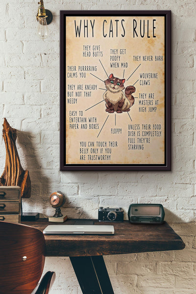 Why Cats Rule Poster Framed Matte Canvas