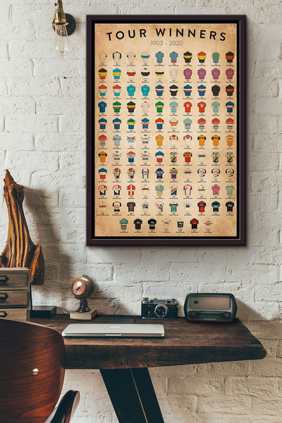 Cycling Tour Winners 1903-2020 Poster Framed Matte Canvas