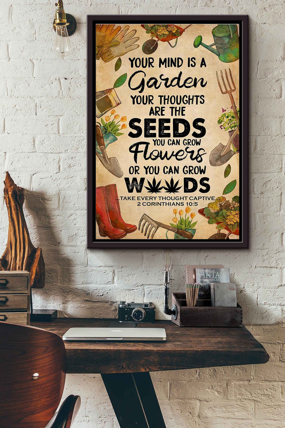 Your Mind Is A Garden Your Are The Seeds Gardening Poster Framed Matte Canvas