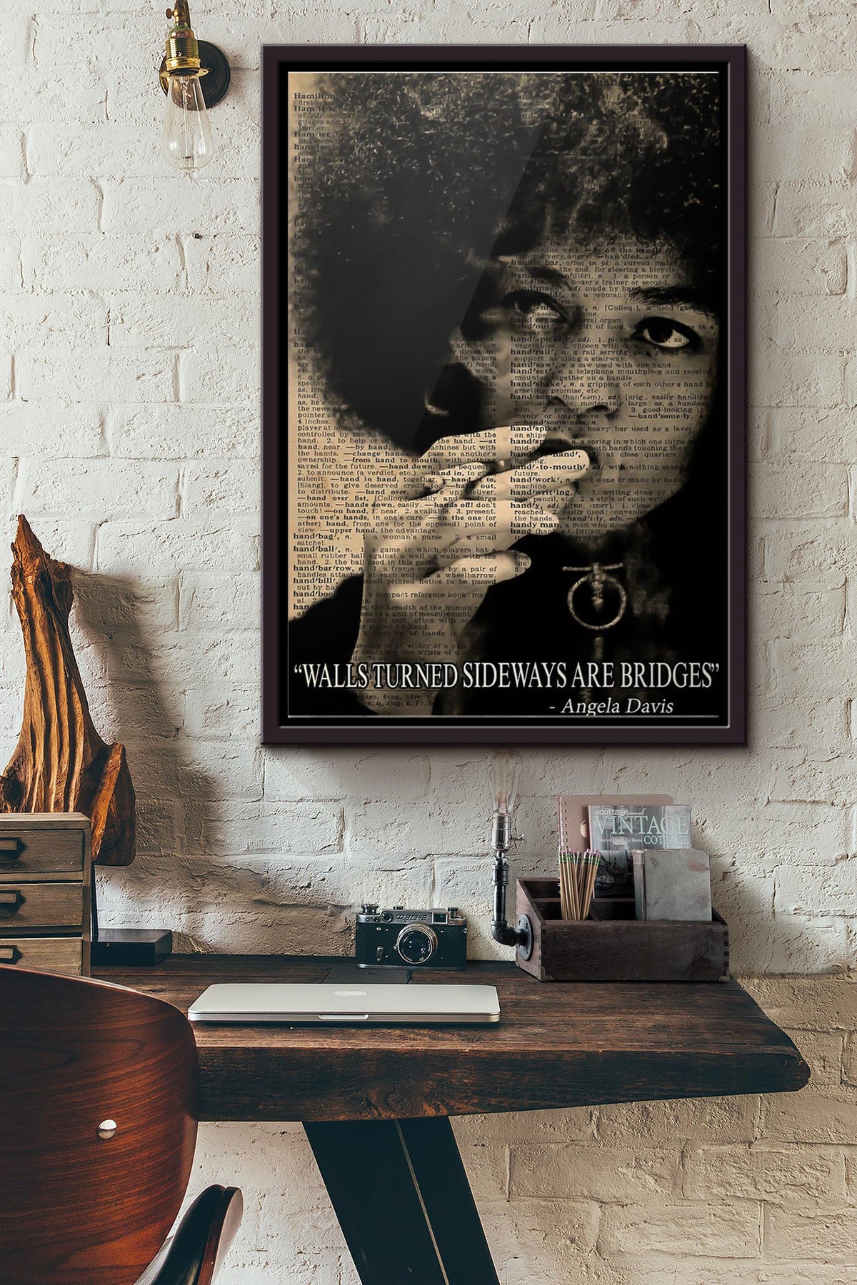 Angela Davis Walls Turned Sideways Are Bridges Smoking Poster Framed Matte Canvas