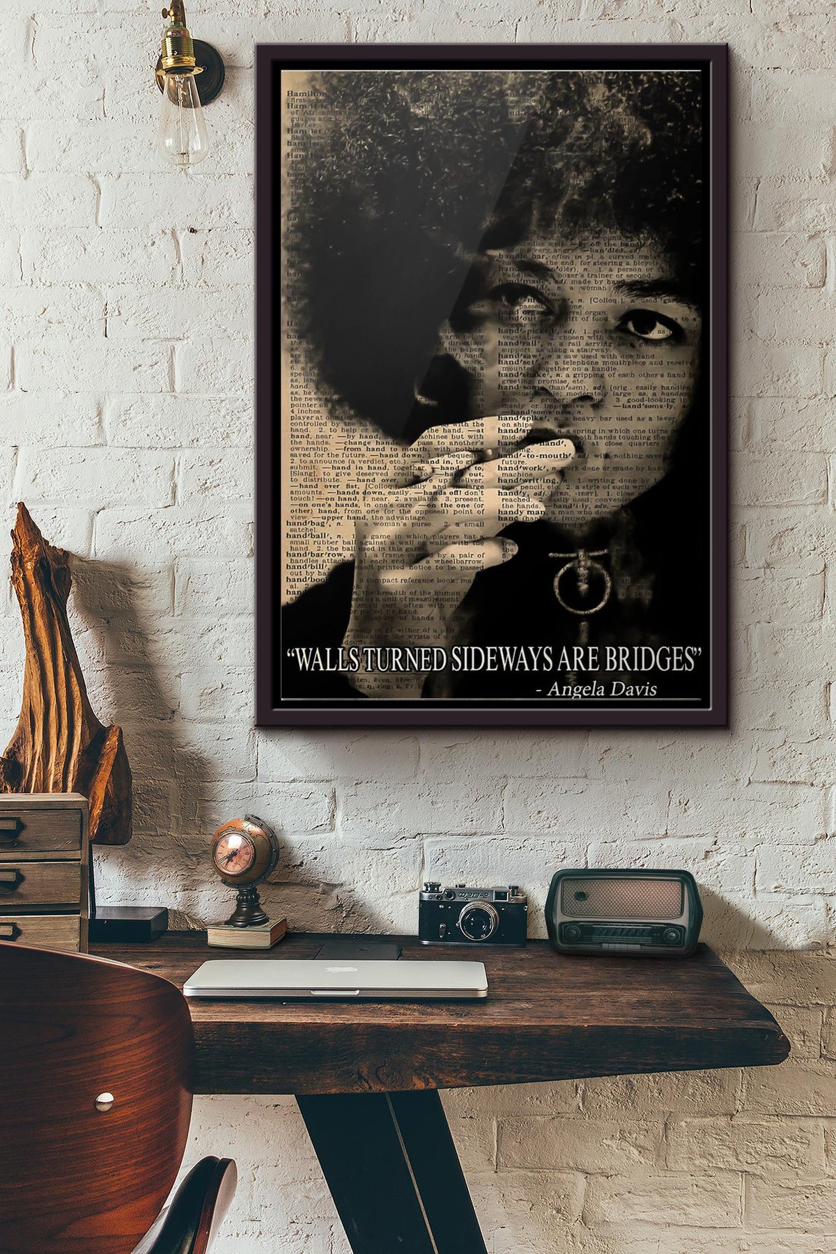 Angela Davis Walls Turned Sideways Are Bridges Smoking Poster Framed Matte Canvas
