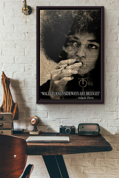 Angela Davis Walls Turned Sideways Are Bridges Smoking Poster Framed Matte Canvas