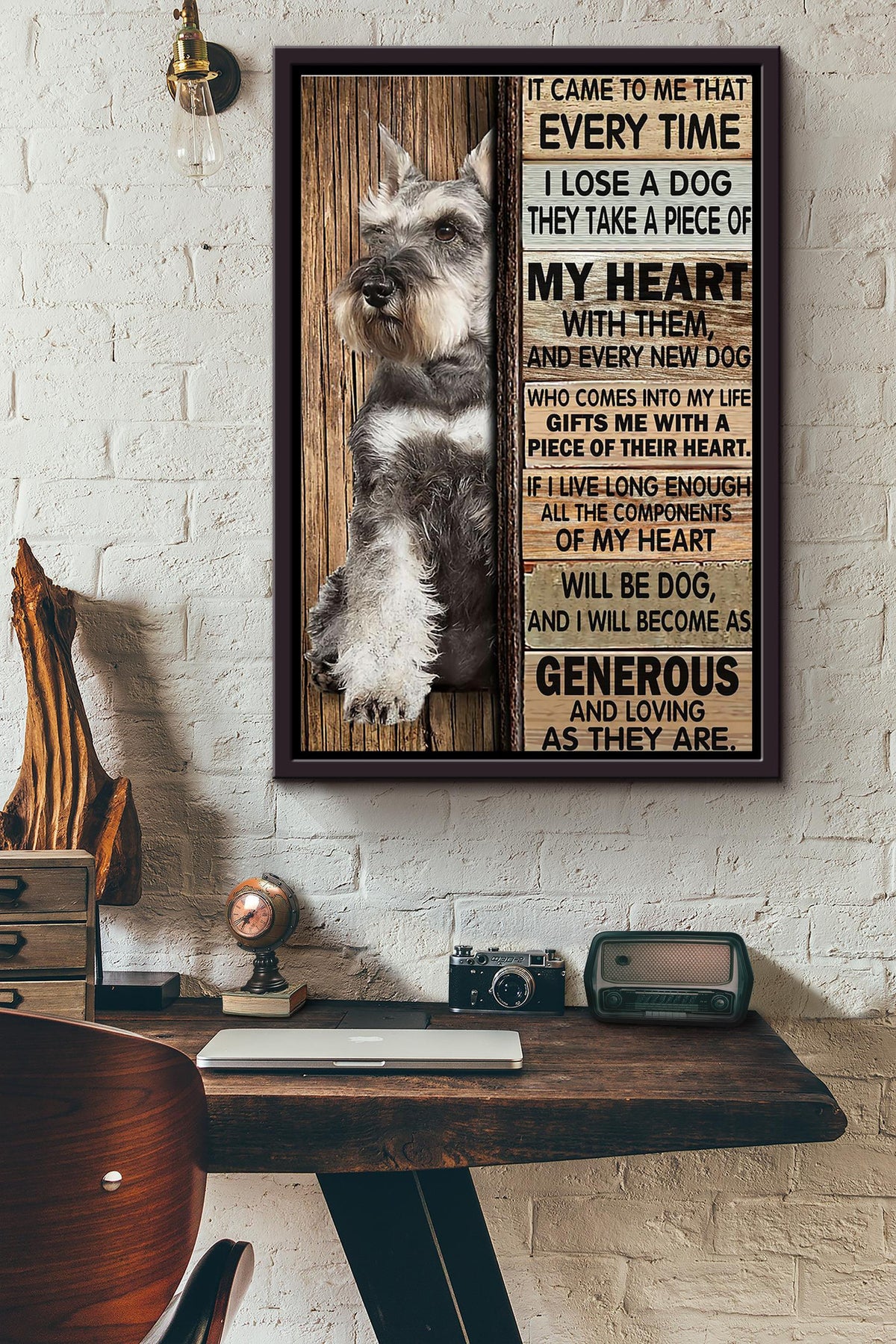 Schauzer My Dog Is A Piece Of My Heart Poster Framed Matte Canvas
