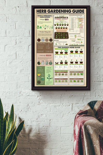 Herb Gardening Guide How To Gardening Poster Framed Matte Canvas