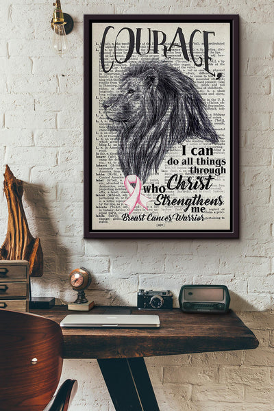 Courage I Can Do All Things Throughchrist Lion Poster Framed Matte Canvas