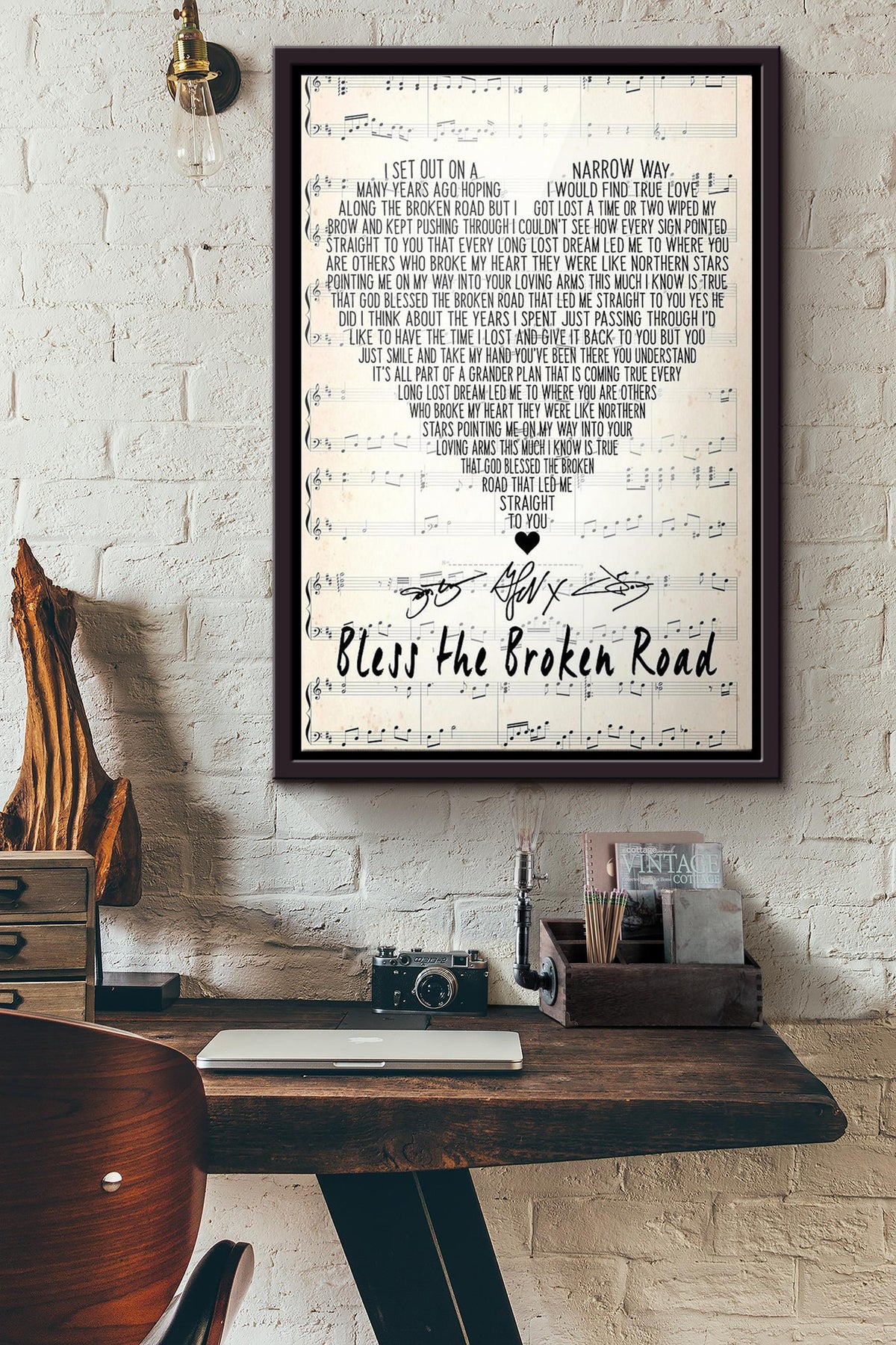 Bless The Broken Road Lyrics Signature Poster Framed Matte Canvas