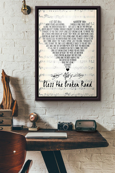 Bless The Broken Road Lyrics Signature Poster Framed Matte Canvas