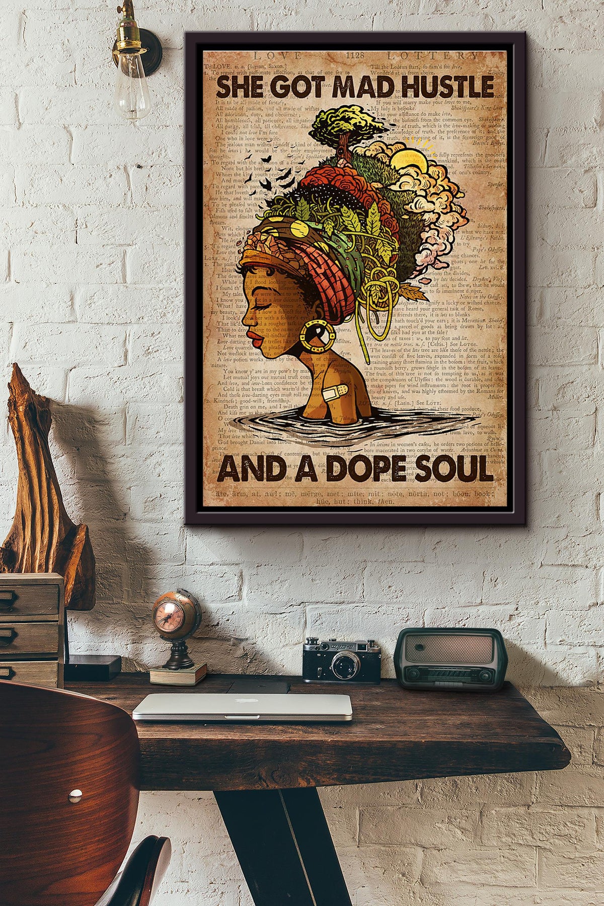 Afro Earth She Got Mad Hustle And A Dope Soul Dictionary Poster Framed Matte Canvas