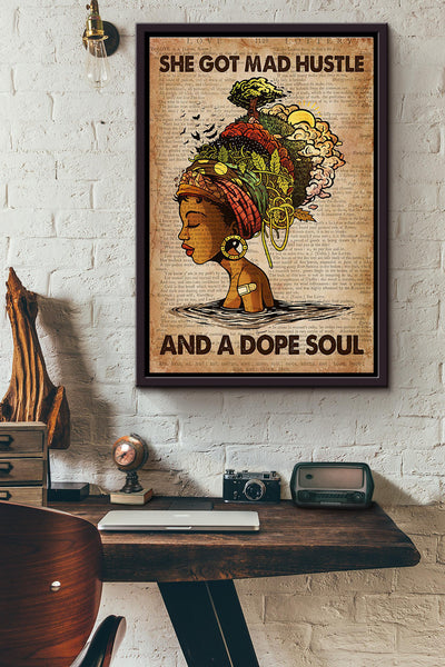 Afro Earth She Got Mad Hustle And A Dope Soul Dictionary Poster Framed Matte Canvas