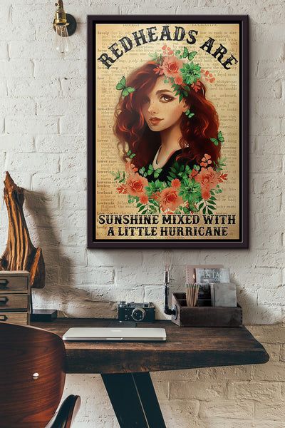 Dictionary Redheads Are Sunshine Mixed With A Little Hurricane Poster Framed Matte Canvas