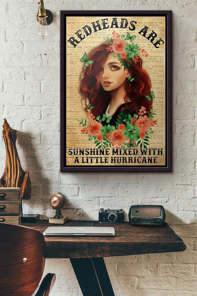 Dictionary Redheads Are Sunshine Mixed With A Little Hurricane Poster Framed Matte Canvas