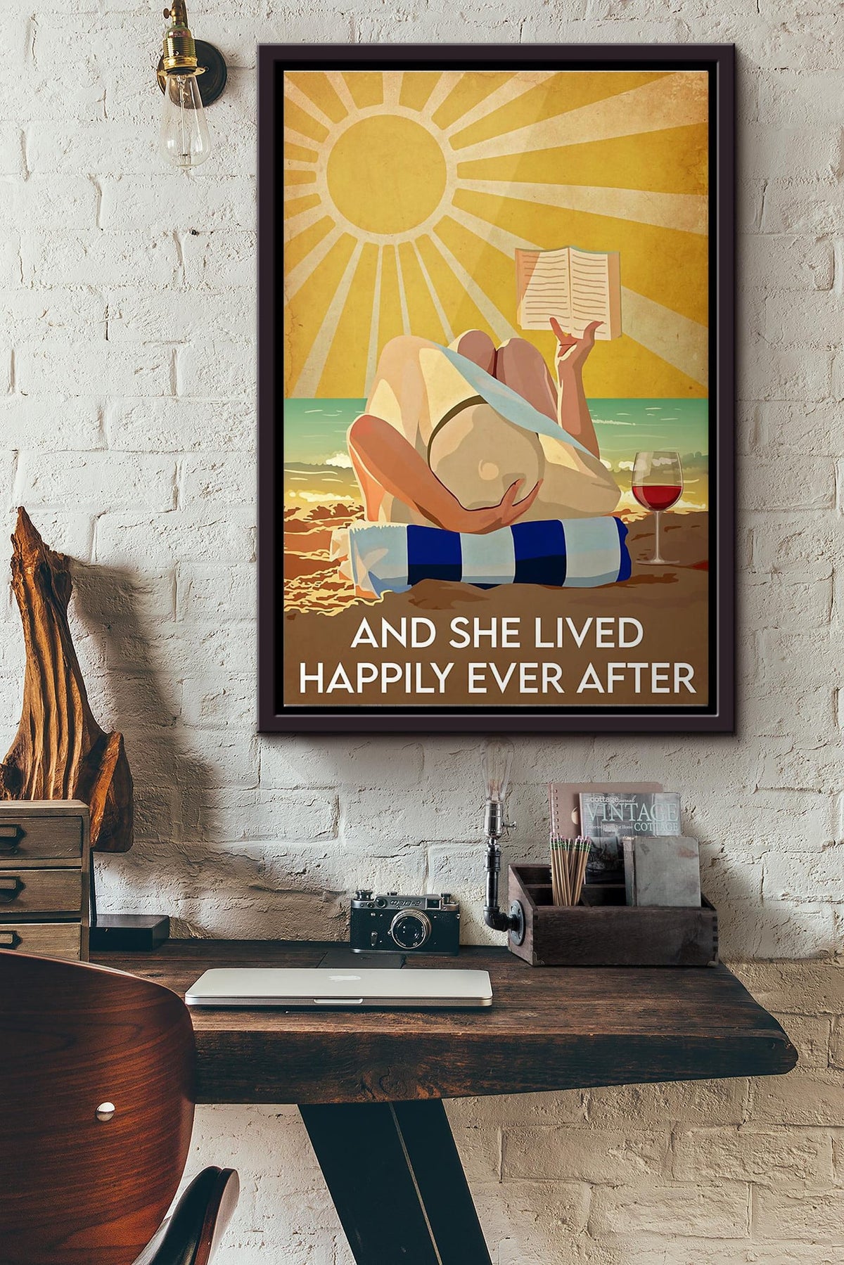Ocean And She Lived Happily After Ever Poster Framed Matte Canvas