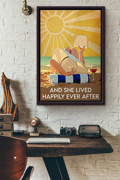 Ocean And She Lived Happily After Ever Poster Framed Matte Canvas
