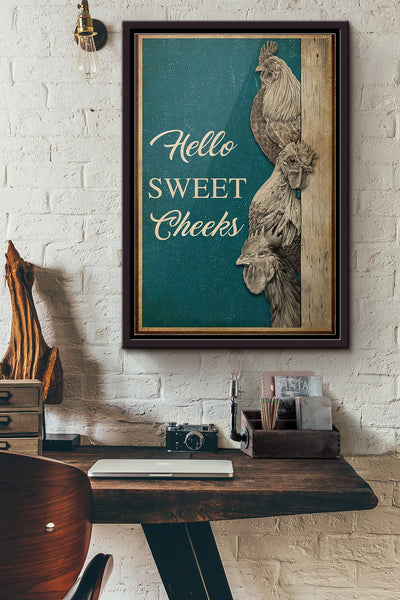 Chicken Hello Sweet Cheeks Poster Framed Matte Canvas