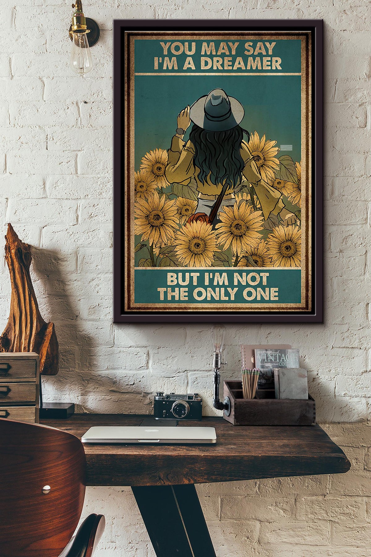 Hippie You May Say Im A Dreamer Girl Poster Framed Matte Canvas