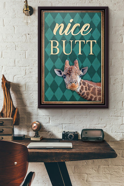 Giraffe Nice Buttr Poster Framed Matte Canvas