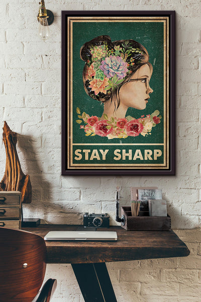 Flowers Mind Stay Sharp Poster Framed Matte Canvas