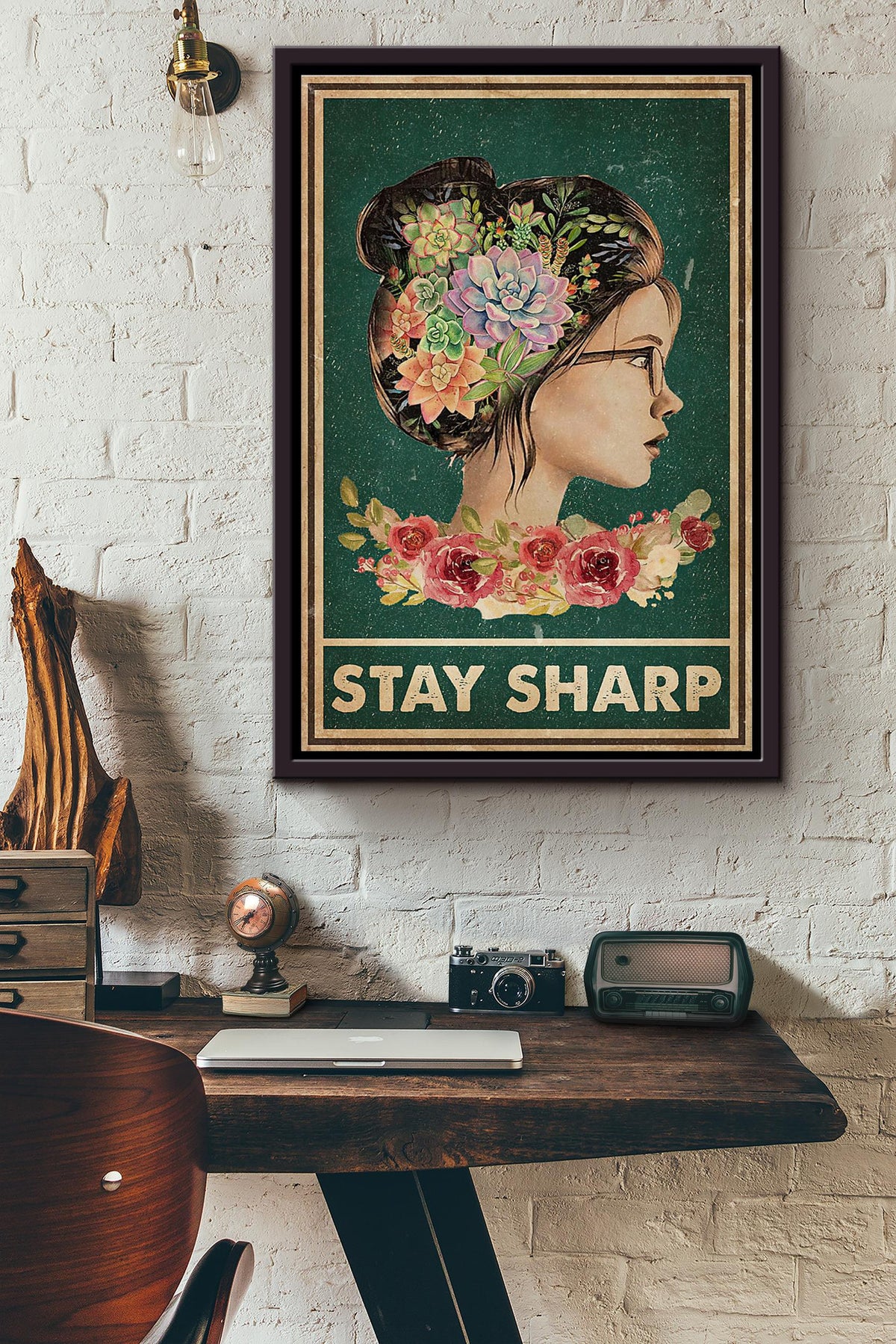 Flowers Mind Stay Sharp Poster Framed Matte Canvas