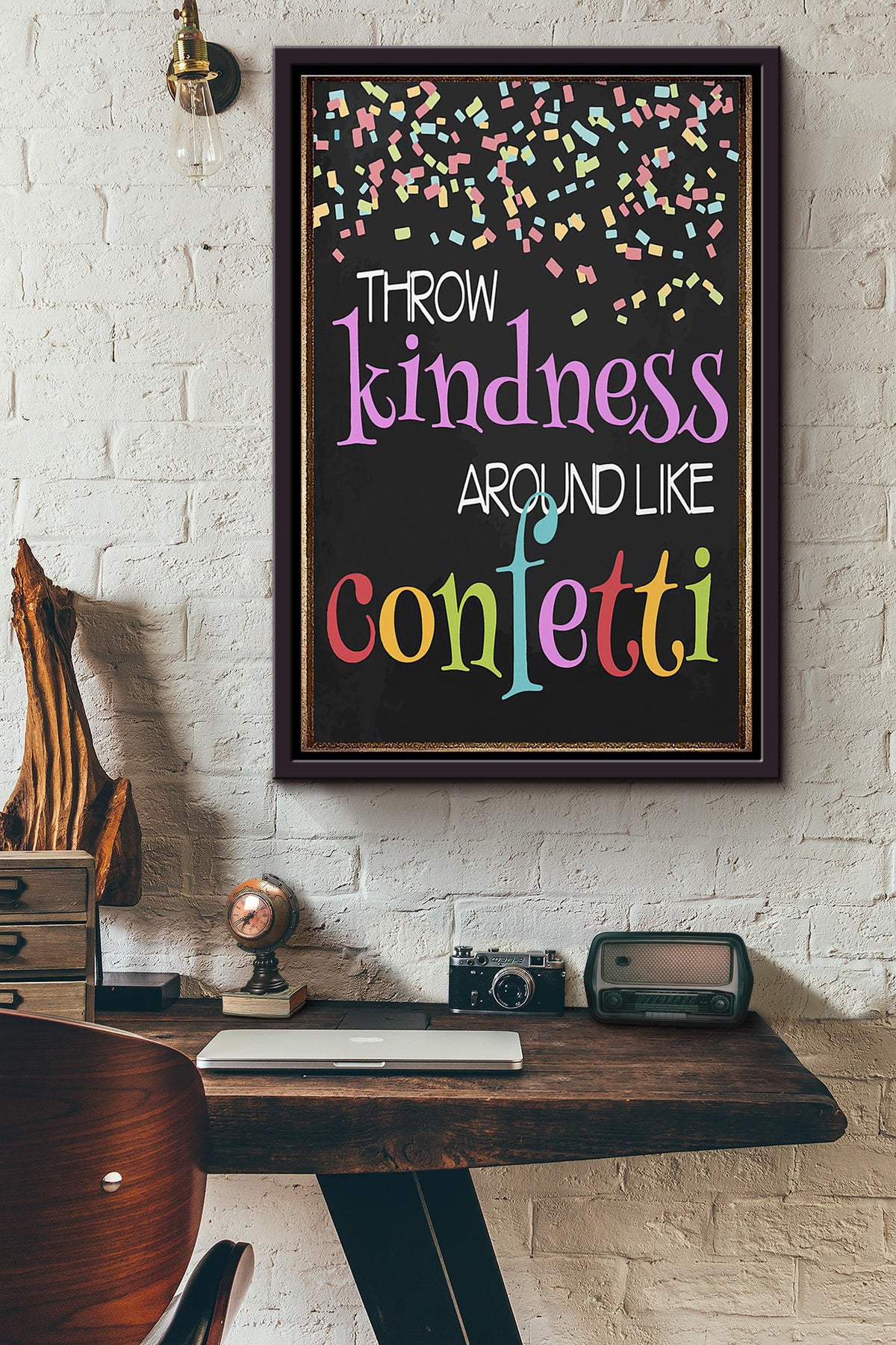 Throw Kindness Around Like Confetti Sparkle Poster Framed Matte Canvas