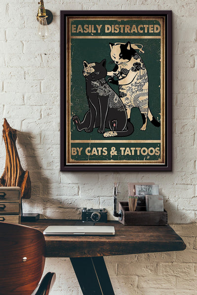 Tattoo Easily Distracted By Cats And Tattoos Framed Matte Canvas