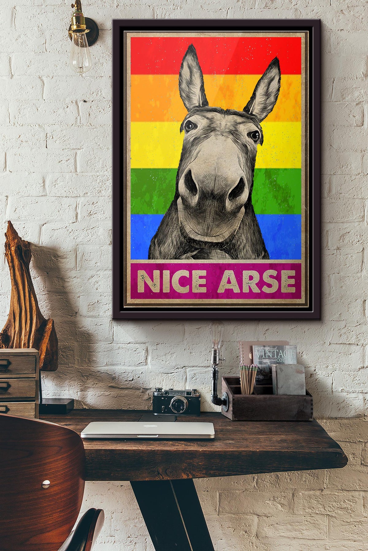 Lgbt Donkey Nice Arse Poster Framed Matte Canvas