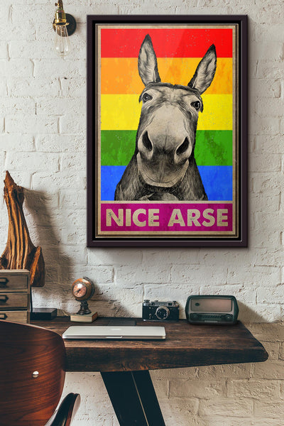 Lgbt Donkey Nice Arse Poster Framed Matte Canvas
