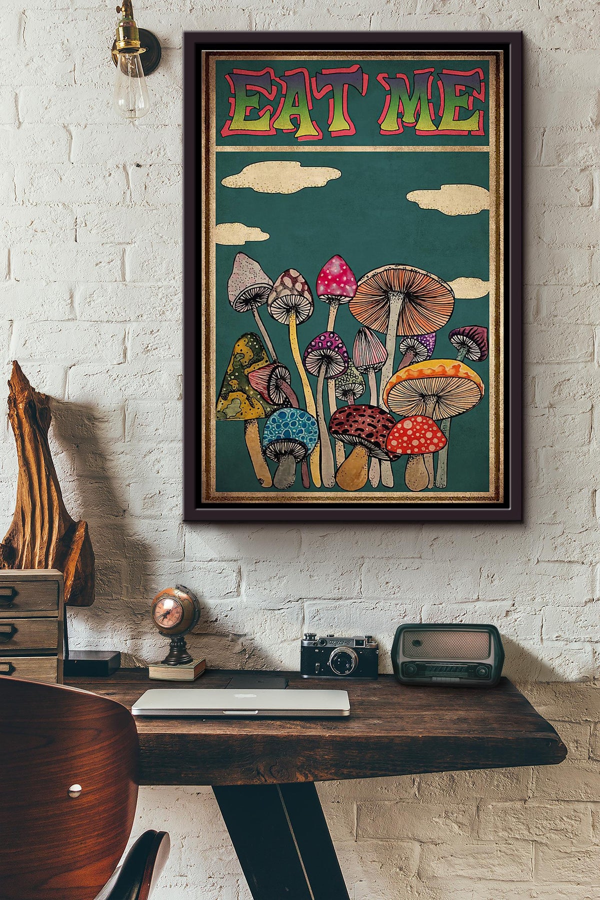 Magic Mushroom Eat Me Get High Poster Framed Matte Canvas