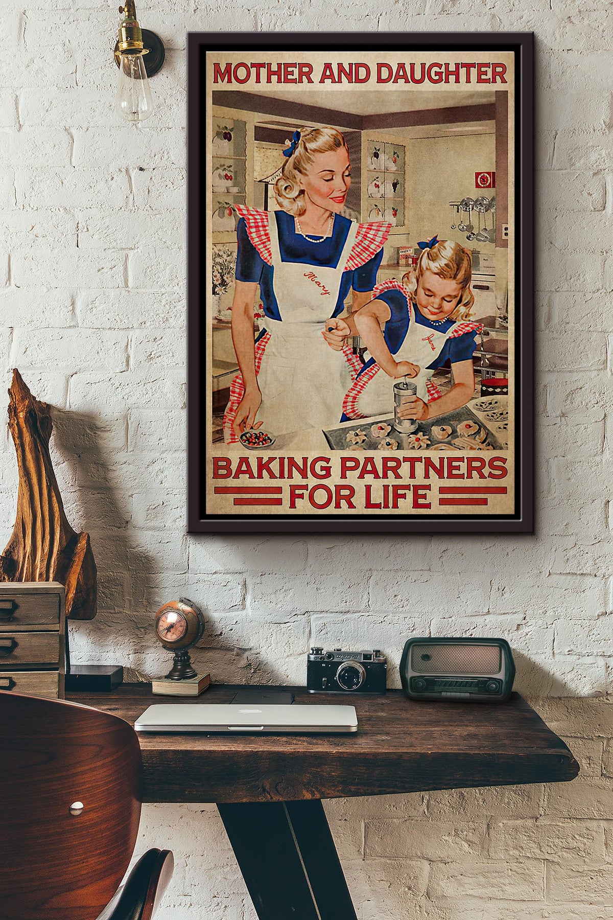 Mother And Daughter Baking Partners For Life Poster Framed Matte Canvas