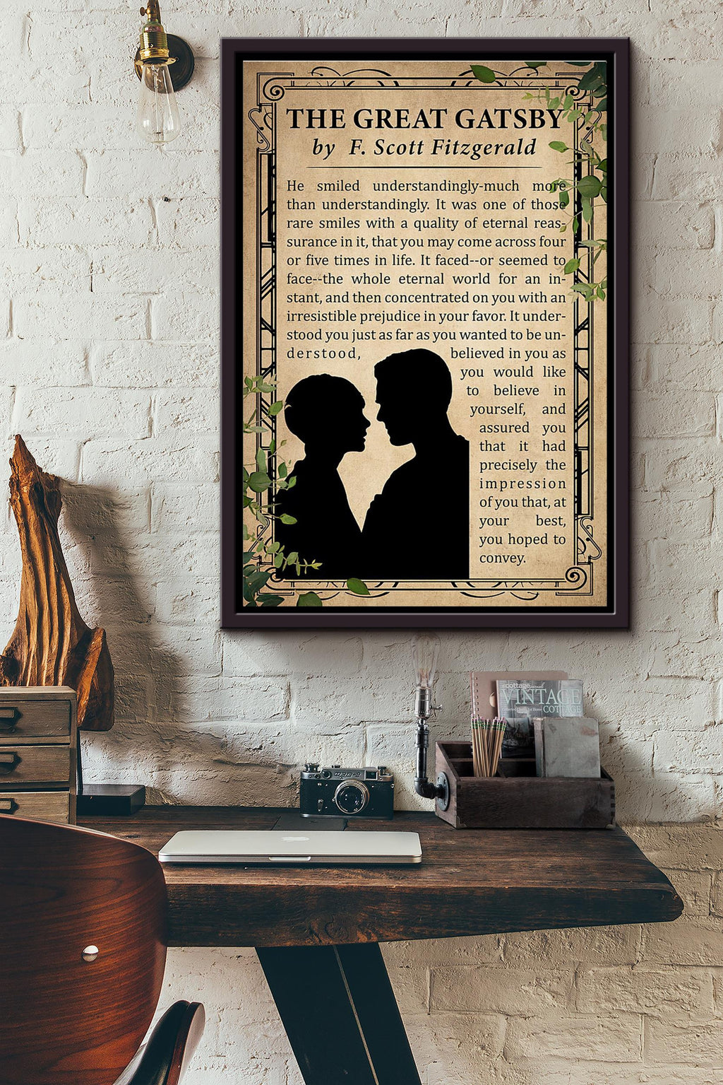 The Great Gatsby By Scott Fitzgerald Poster Framed Matte Canvas