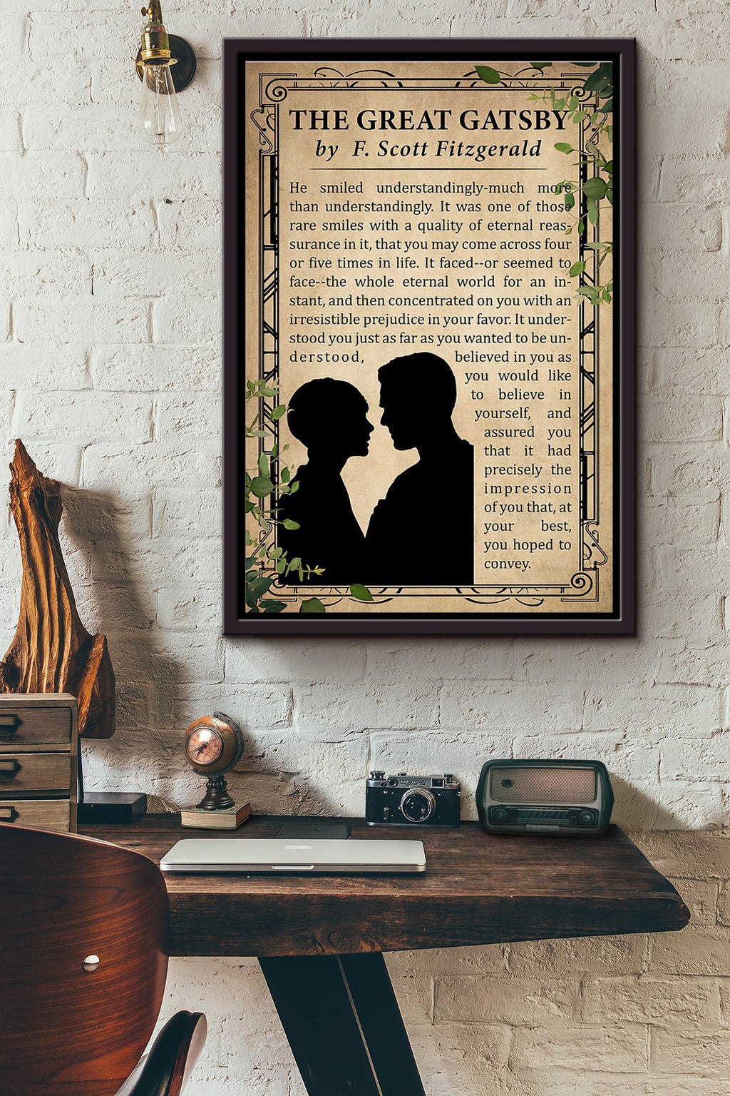 The Great Gatsby By Scott Fitzgerald Poster Framed Matte Canvas