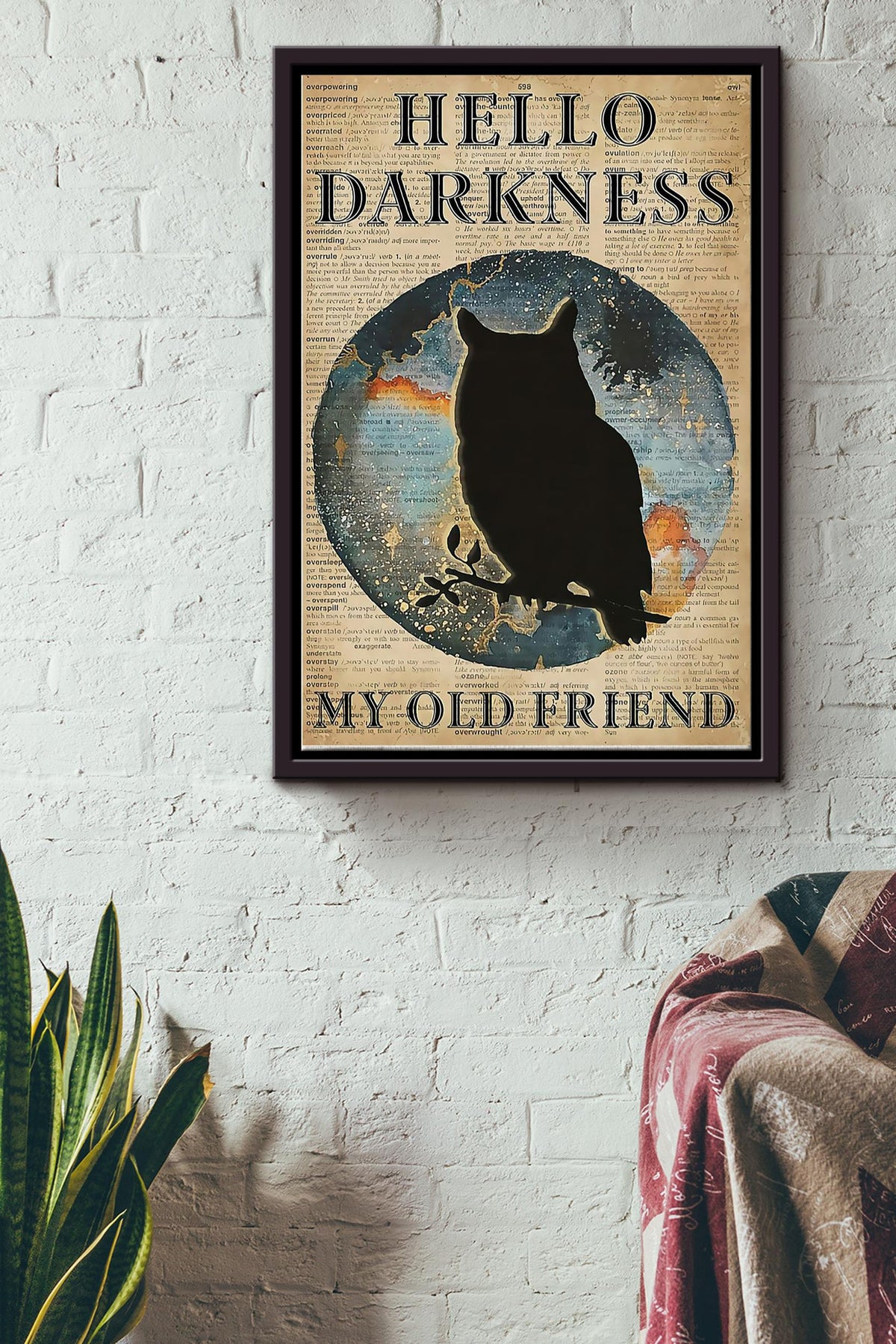 Owl - Hello Darkness My Old Friend Framed Matte Canvas