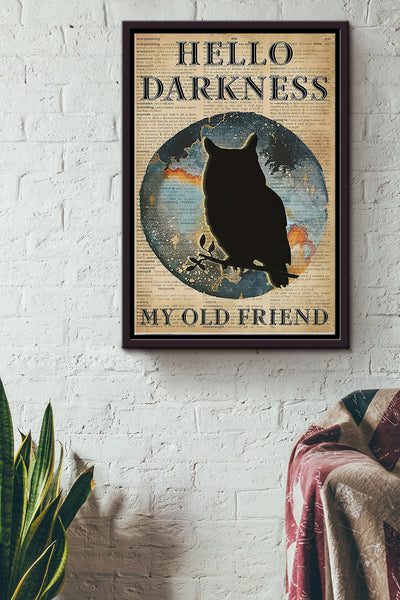 Owl - Hello Darkness My Old Friend Framed Matte Canvas