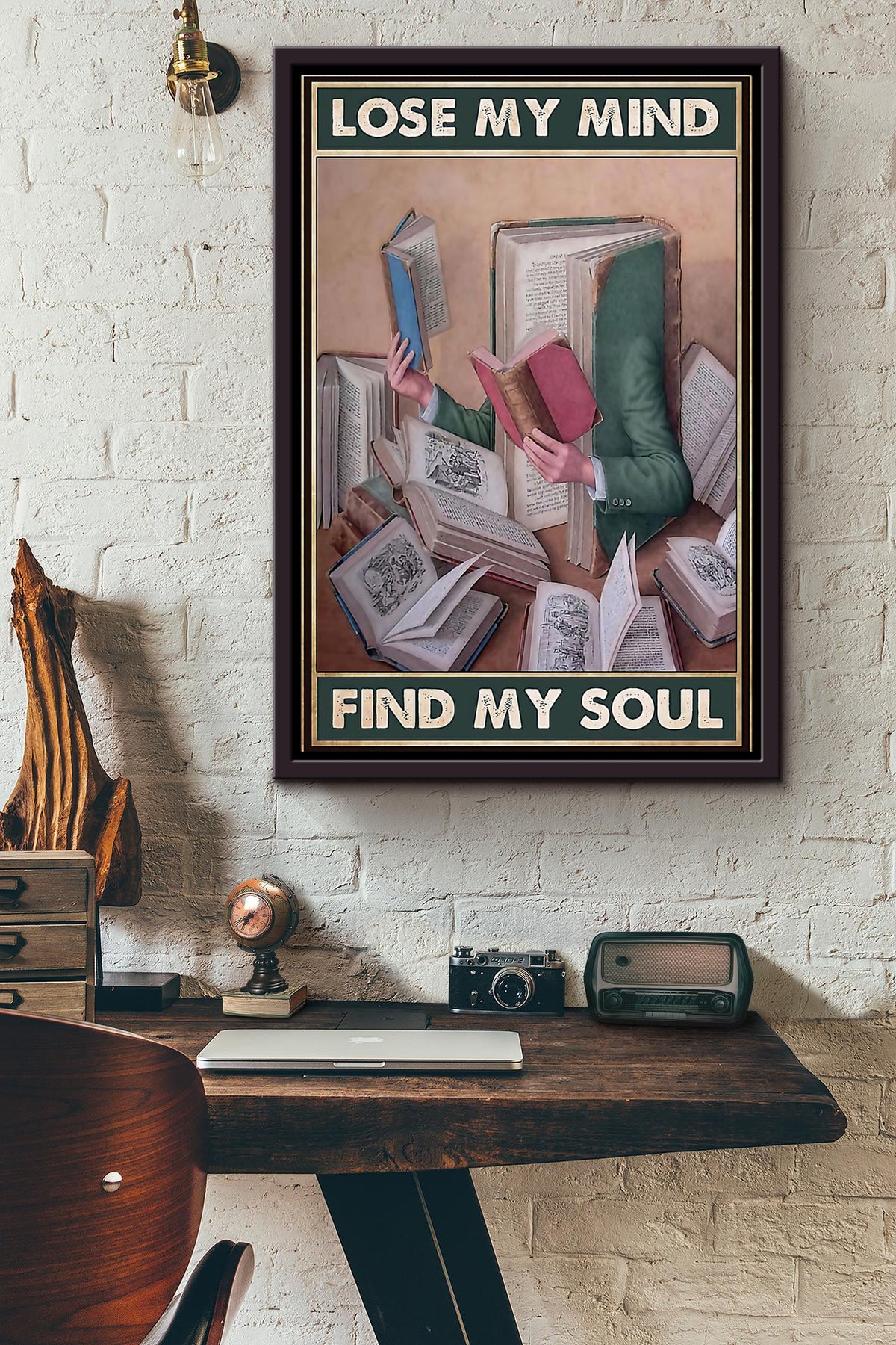 Librarian Find My Soul Poster Framed Matte Canvas